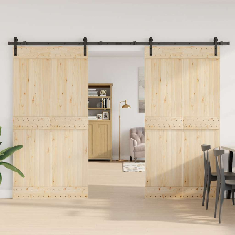 Schiebetürbeschlag-Set 305 cm Stahl Schwarz