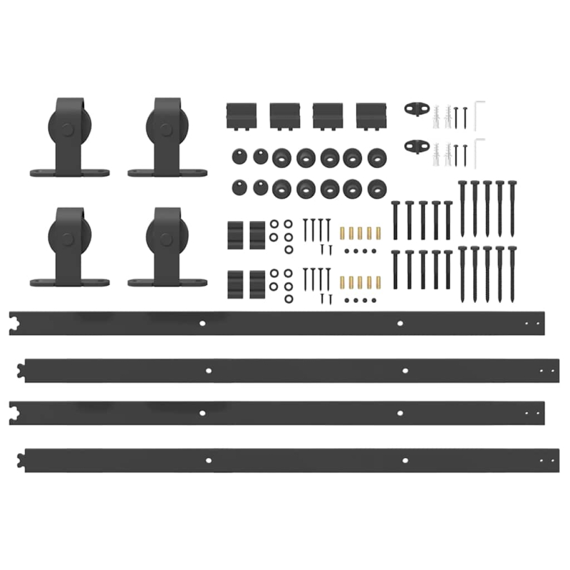 Schiebetürbeschlag-Set 305 cm Stahl Schwarz