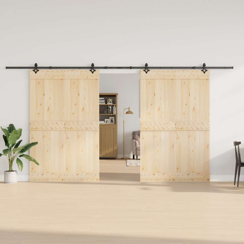 Schiebetürbeschlag-Set 427 cm Stahl Schwarz