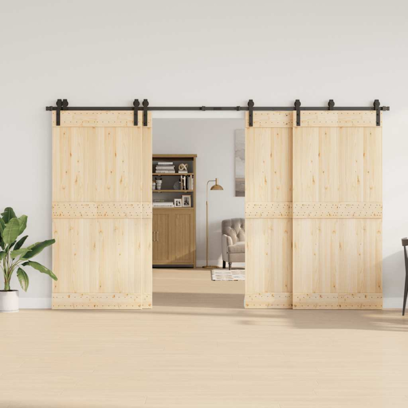 Schiebetürbeschlag-Set 366 cm Stahl Schwarz