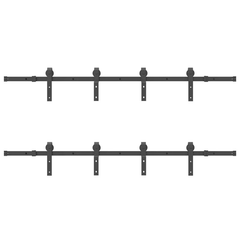 Schiebetürbeschlag-Set 400 cm Stahl Schwarz