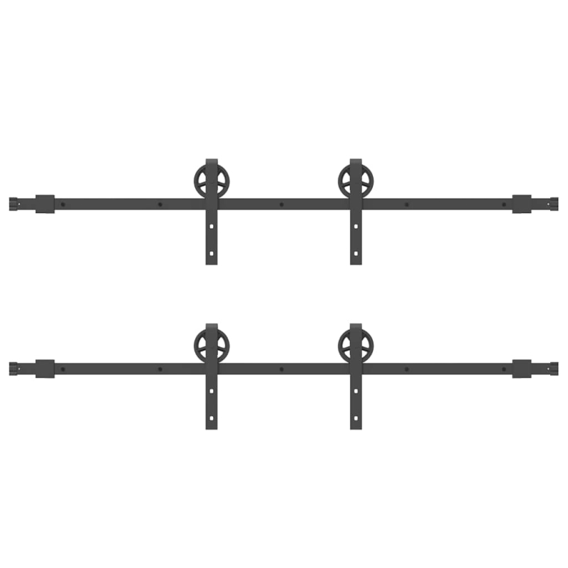 Schiebetürbeschlag-Set 366 cm Stahl Schwarz