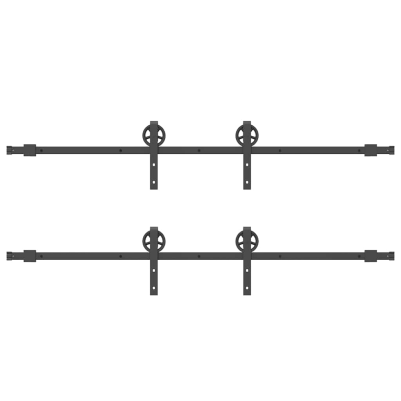 Schiebetürbeschlag-Set 400 cm Stahl Schwarz