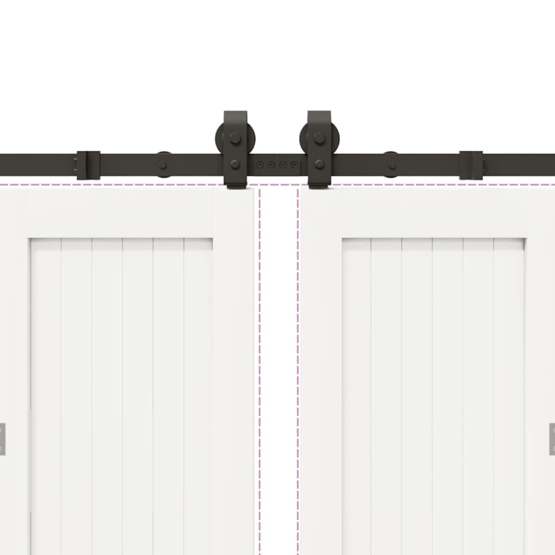 Schiebetürbeschlag-Set 366 cm Stahl Schwarz