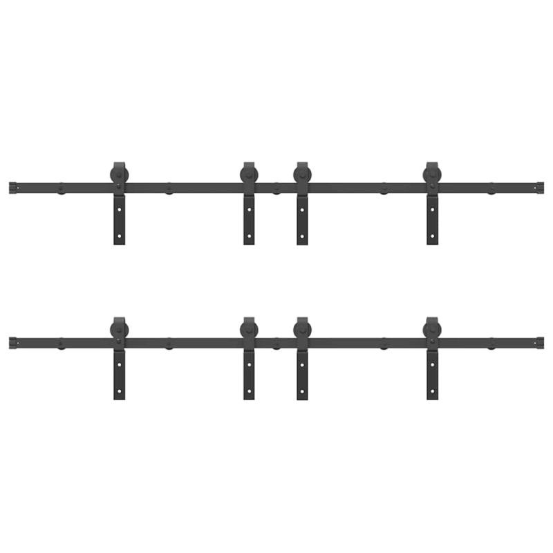Schiebetürbeschlag-Set 366 cm Stahl Schwarz