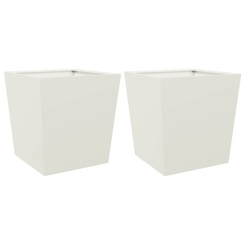 Pflanzkübel 2 Stk. Weiß 50x50x50 cm Stahl