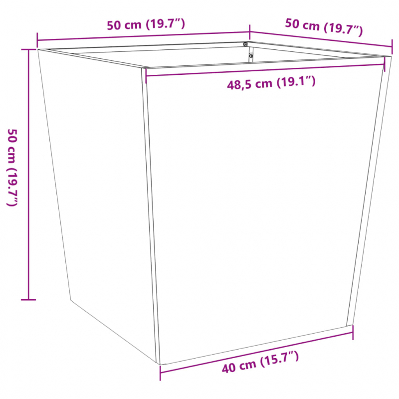 Pflanzkübel Olivgrün 50x50x50 Stahl