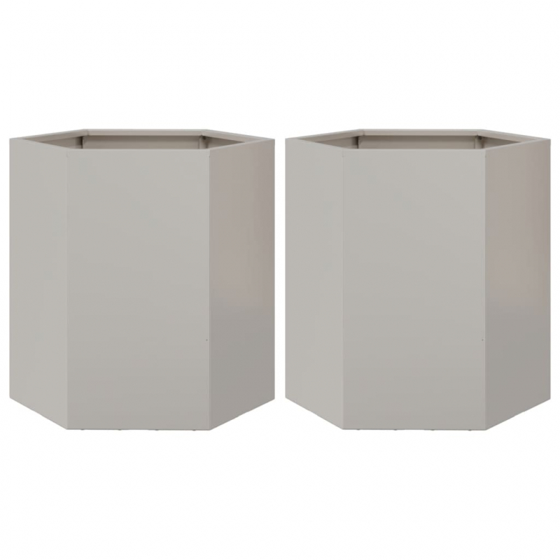 Garten-Pflanzgefäße 2 Stk.Sechseckig 46x40x45 cm Edelstahl