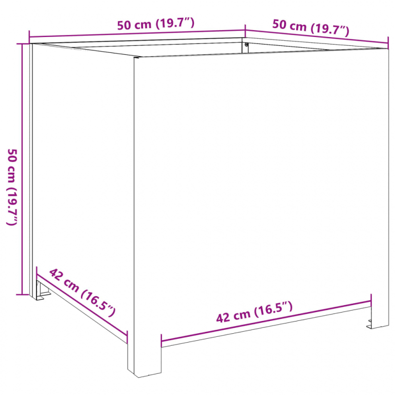 Pflanzkübel Schwarz 50x50x50 cm Stahl