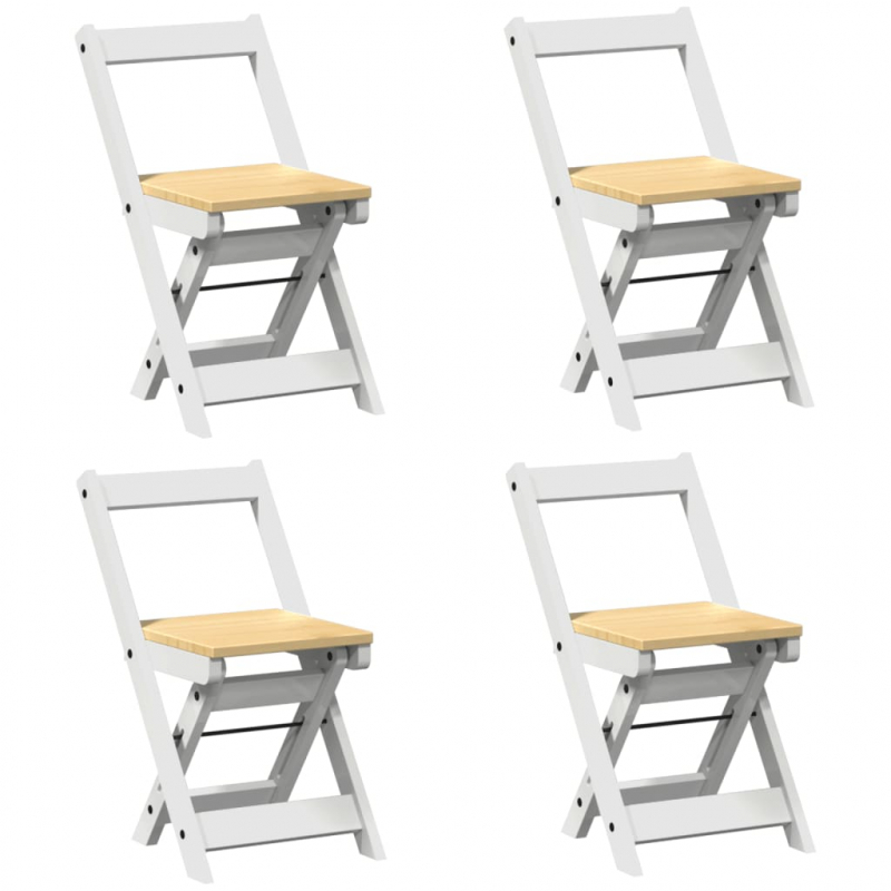 Esszimmerstühle Klappbar 4 Stk. Corona Weiß Massivholz Kiefer