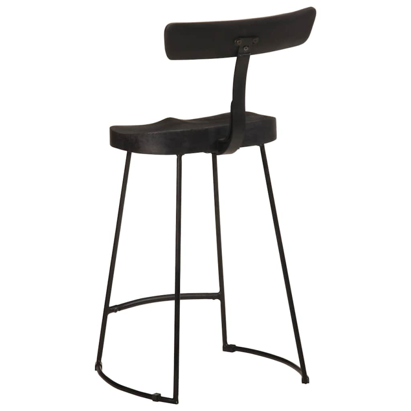 Barhocker 2 Stk. Schwarz 49x43x88 cm Mango Massivholz
