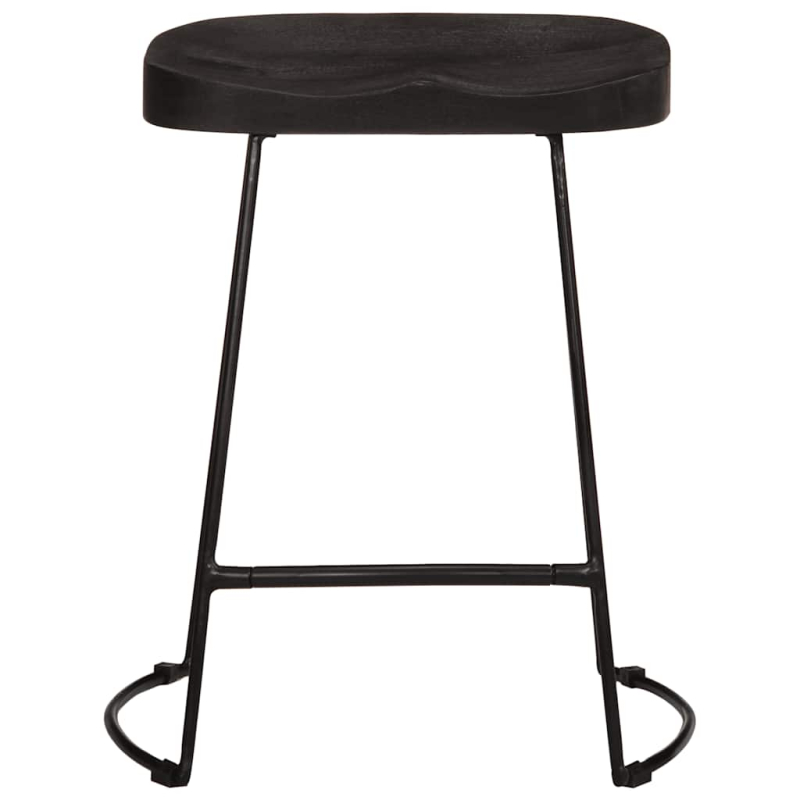 Barhocker 2 Stk. Schwarz 46x38x52 cm Mango Massivholz