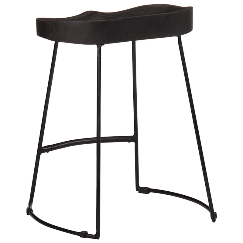 Barhocker 2 Stk. Schwarz 46x38x52 cm Mango Massivholz