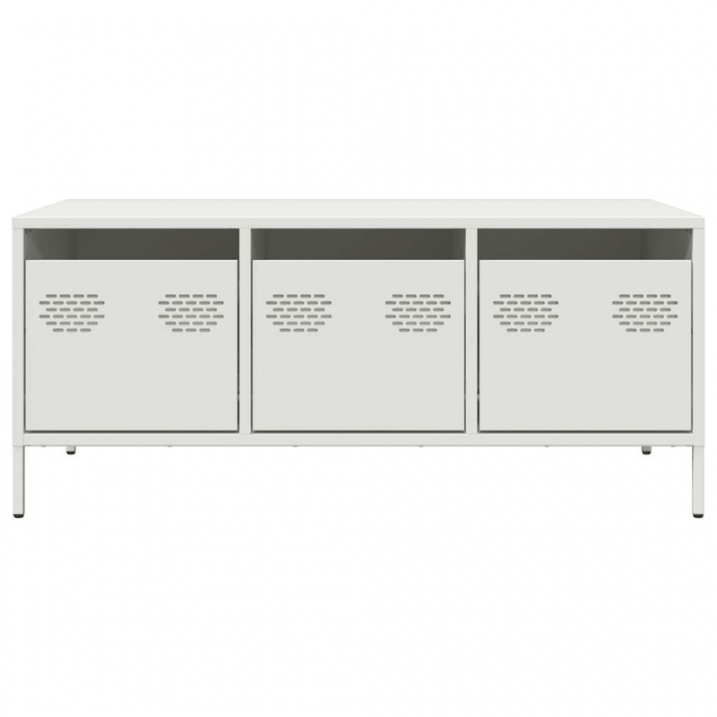 Couchtisch Weiß 101,5x50x43,5 cm Kaltgewalzter Stahl