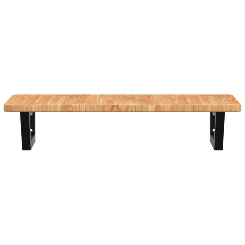 Waschtischplatte mit Halterung Stahl und Massivholz Eiche