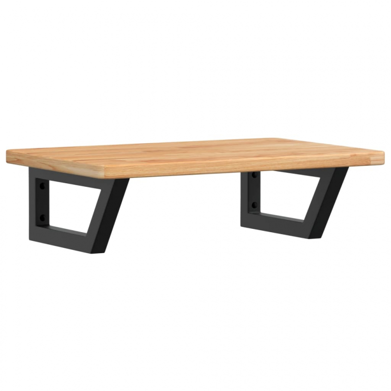 Waschtischplatte mit Halterung Stahl und Massivholz Eiche