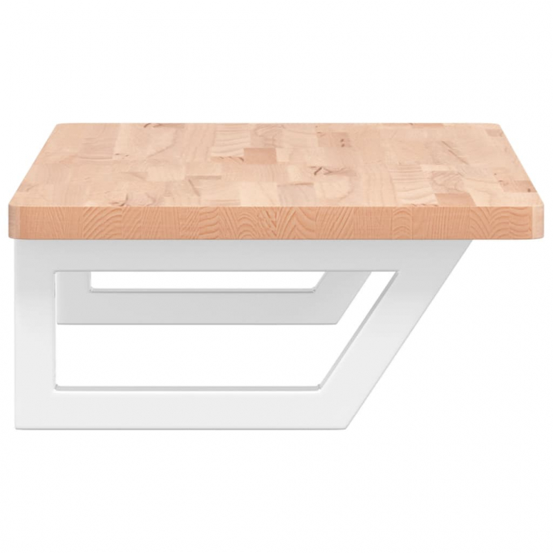 Waschbeckenregal Wandmontage Stahl und Massivholz Buche