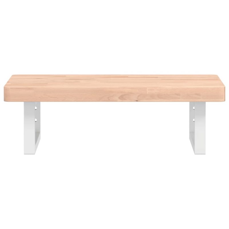 Waschbeckenregal Wandmontage Stahl und Massivholz Buche