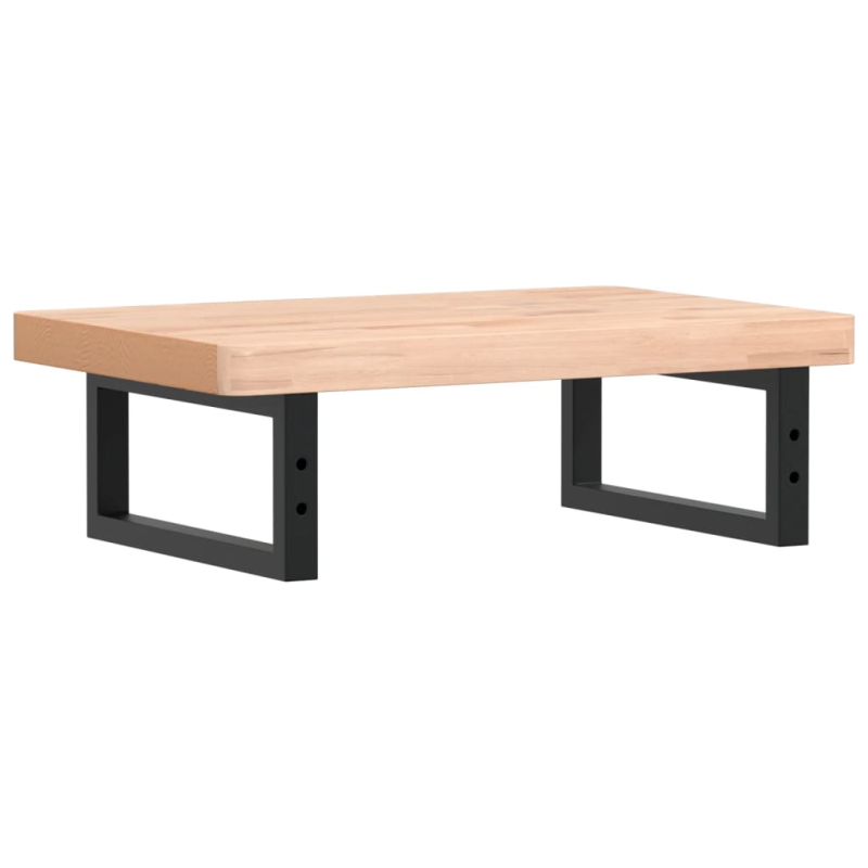 Waschbeckenregal Wandmontage Stahl und Massivholz Buche