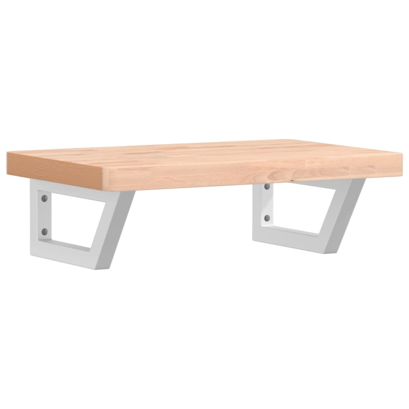 Waschbeckenregal Wandmontage Stahl und Massivholz Buche