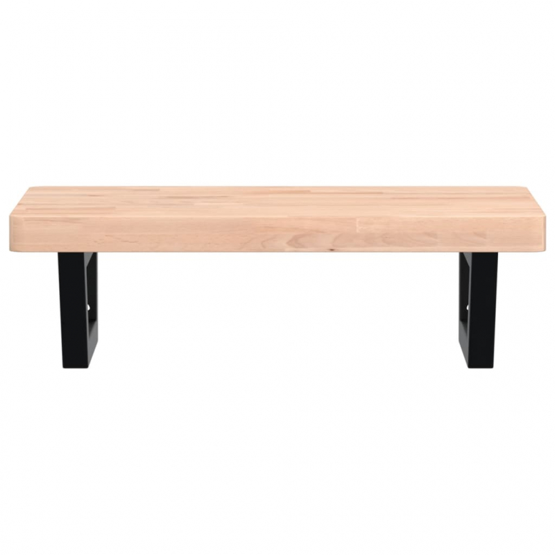 Waschbeckenregal Wandmontage Stahl und Massivholz Buche