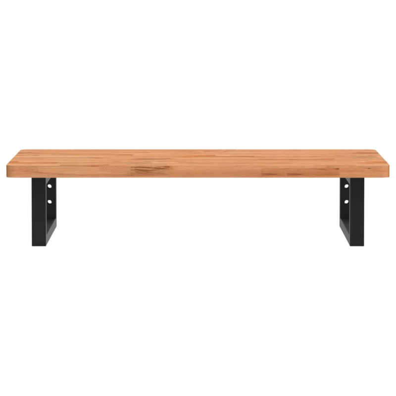 Waschbeckenregal Wandmontage Stahl und Massivholz Buche