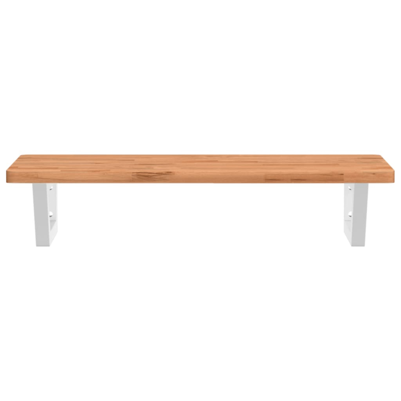 Waschbeckenregal Wandmontage Stahl und Massivholz Buche