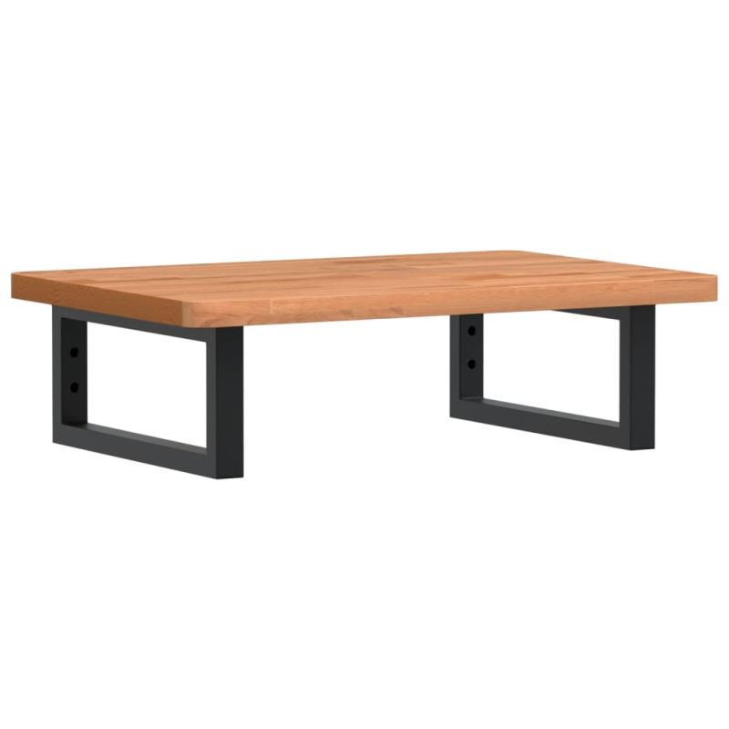 Waschbeckenregal Wandmontage Stahl und Massivholz Buche