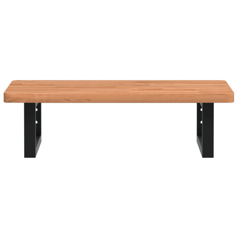 Waschbeckenregal Wandmontage Stahl und Massivholz Buche