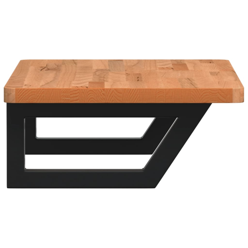 Waschbeckenregal Wandmontage Stahl und Massivholz Buche