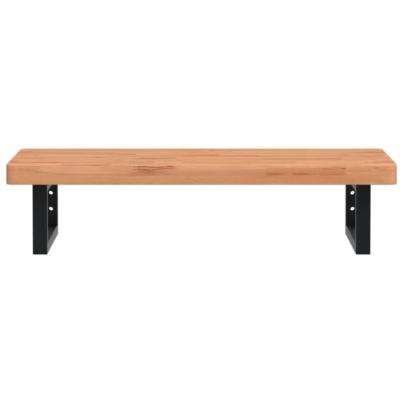 Waschbeckenregal Wandmontage Stahl und Massivholz Buche