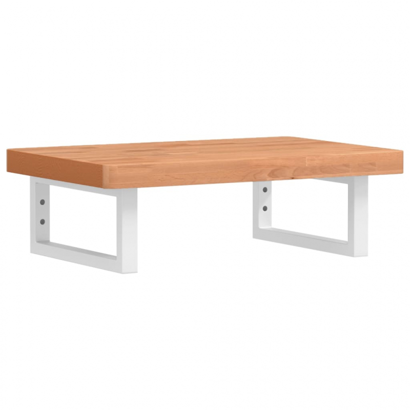 Waschbeckenregal Wandmontage Stahl und Massivholz Buche