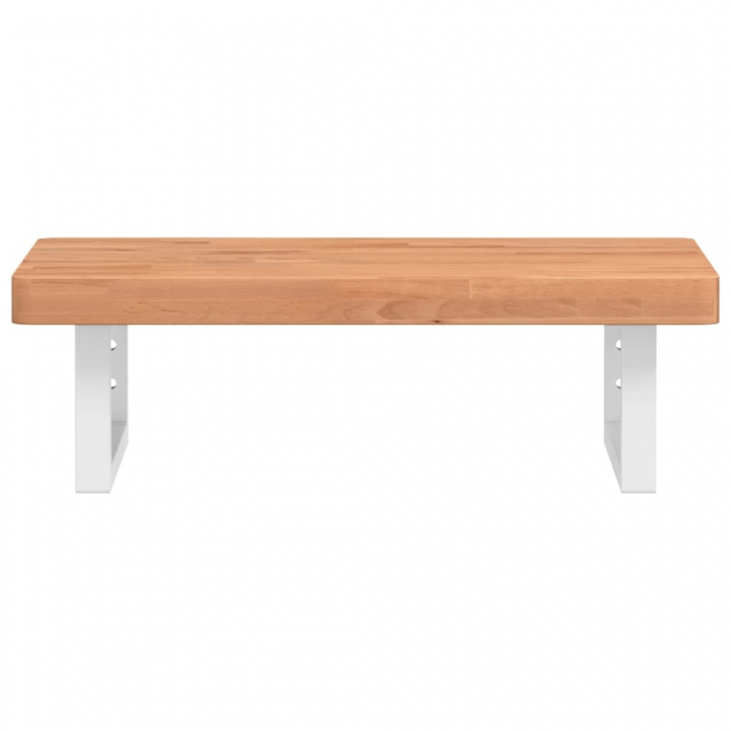 Waschbeckenregal Wandmontage Stahl und Massivholz Buche