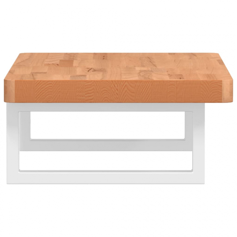 Waschbeckenregal Wandmontage Stahl und Massivholz Buche