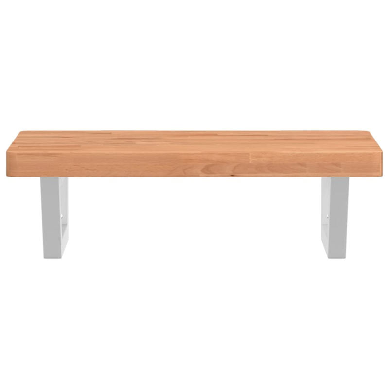 Waschbeckenregal Wandmontage Stahl und Massivholz Buche