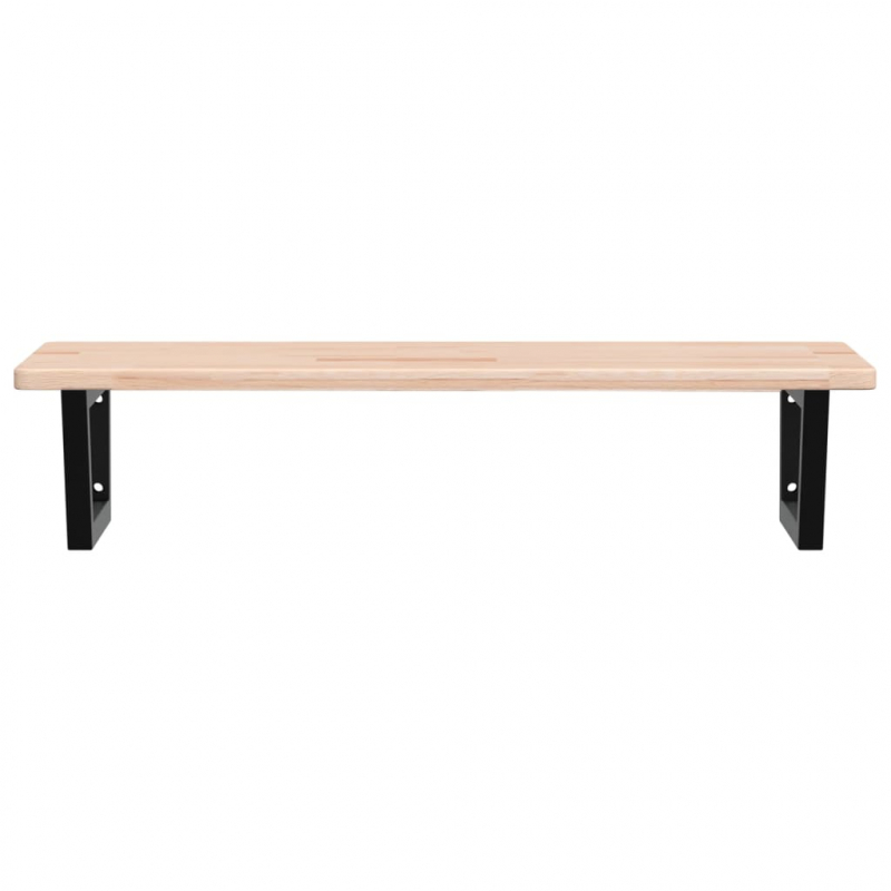 Waschtischplatte mit Halterung Stahl und Massivholz Eiche