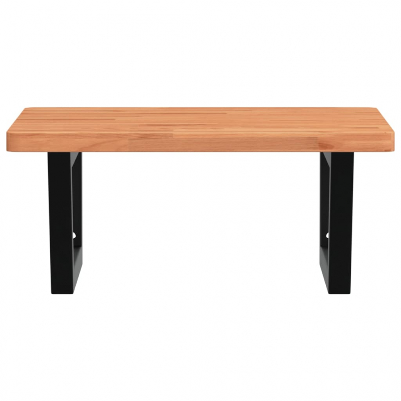 Waschbeckenregal Wandmontage Stahl und Massivholz Buche