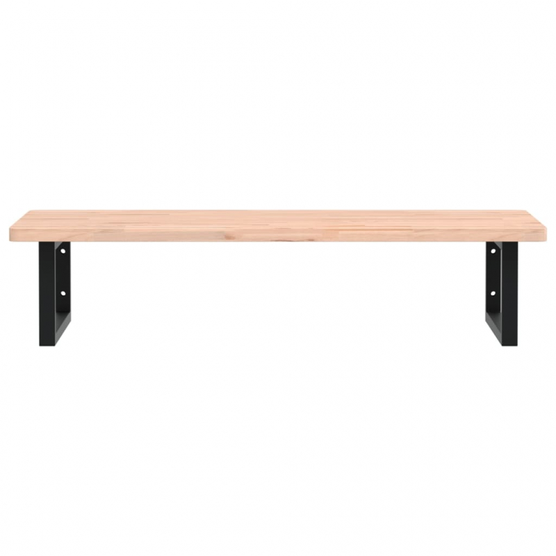 Waschbeckenregal Wandmontage Stahl und Massivholz Buche