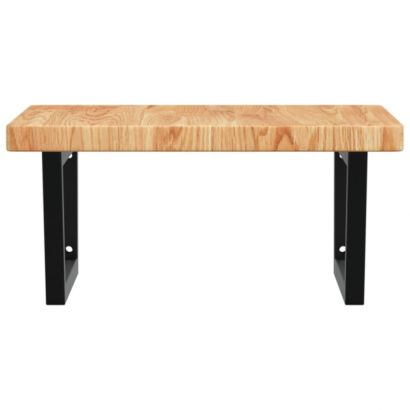 Waschtischplatte mit Halterung Stahl und Massivholz Eiche