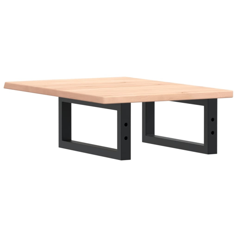 Waschtischplatte mit Halterung Stahl und Massivholz Eiche