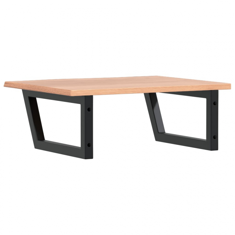 Waschtischplatte mit Halterung Stahl und Massivholz Eiche