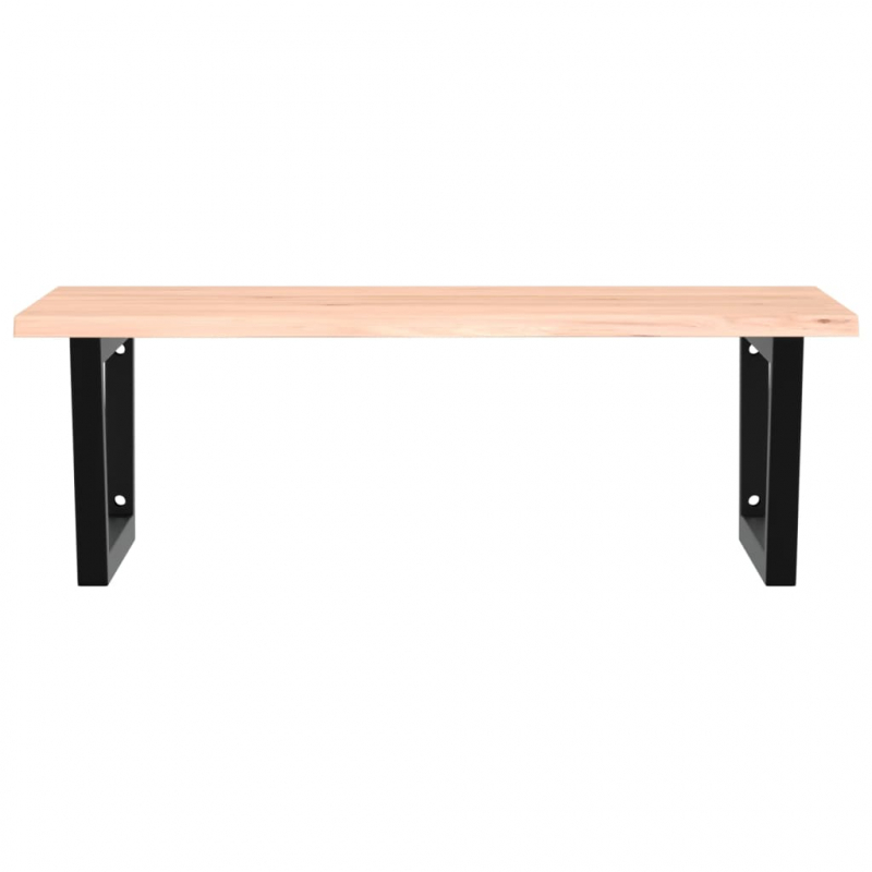 Waschtischplatte mit Halterung Stahl und Massivholz Eiche