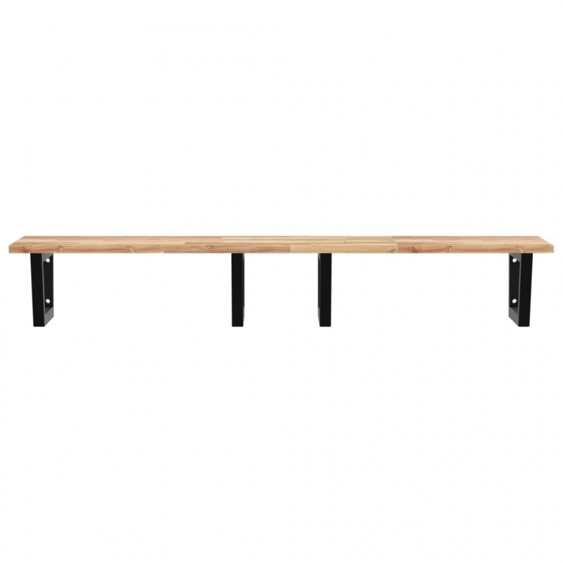 Waschbeckenregal Wandmontage Stahl und Akazienholz