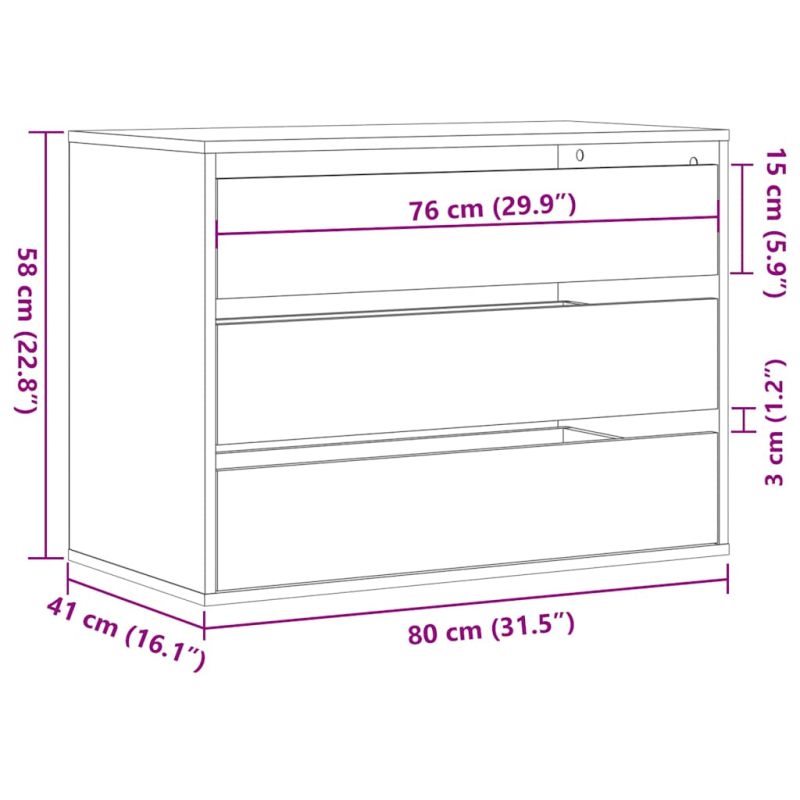 Kommode Schwarz 80x41x58 cm Holzwerkstoff