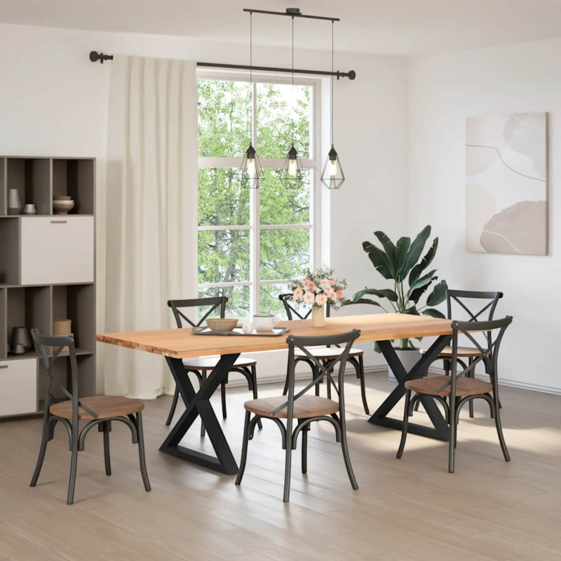 Esstisch Beine 2 Stück Schwarz 90x(72-73,3) cm Stahl