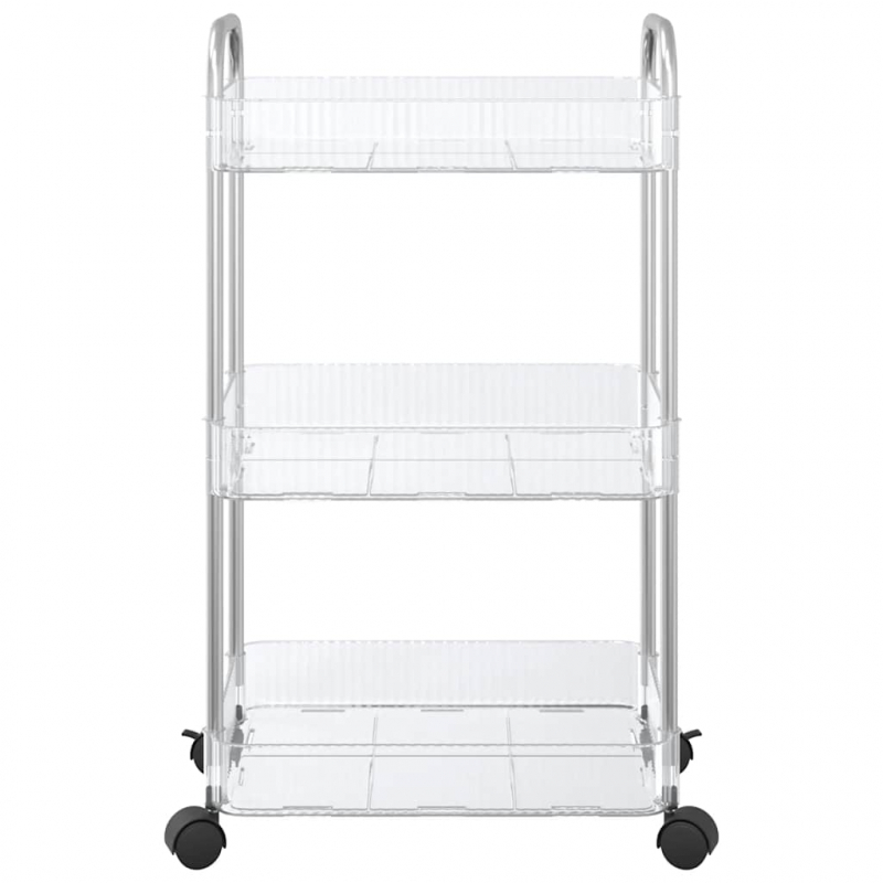 Aufbewahrungswagen 3 Etagen Transparent 37x28x68 cm Acryl