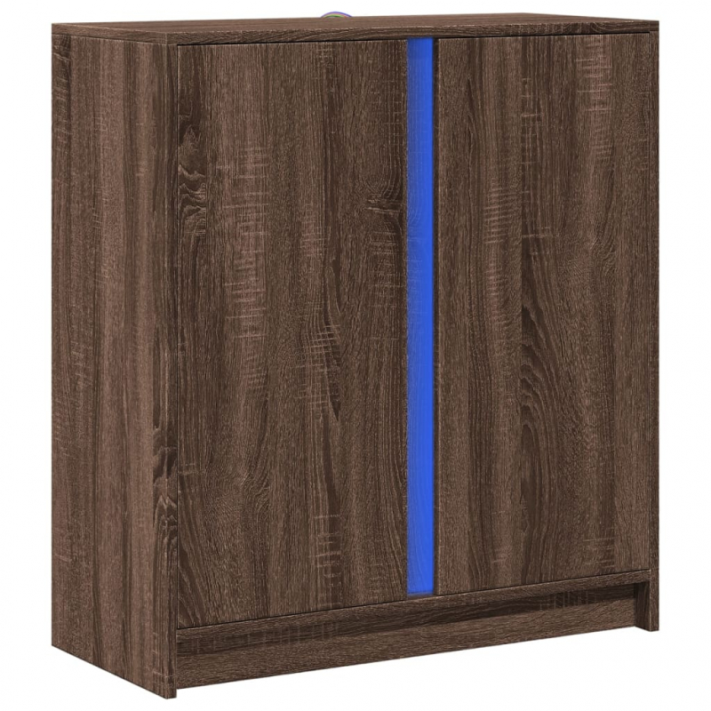 LED-Sideboard Braun Eichen-Optik 77x34x85 cm Holzwerkstoff