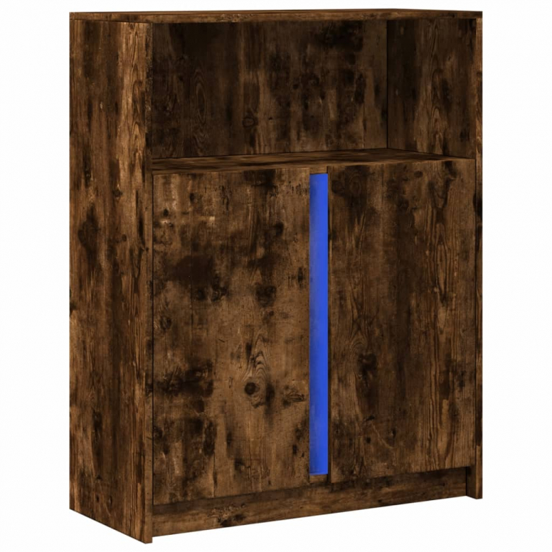 LED-Sideboard Räuchereiche 77x34x100 cm Holzwerkstoff