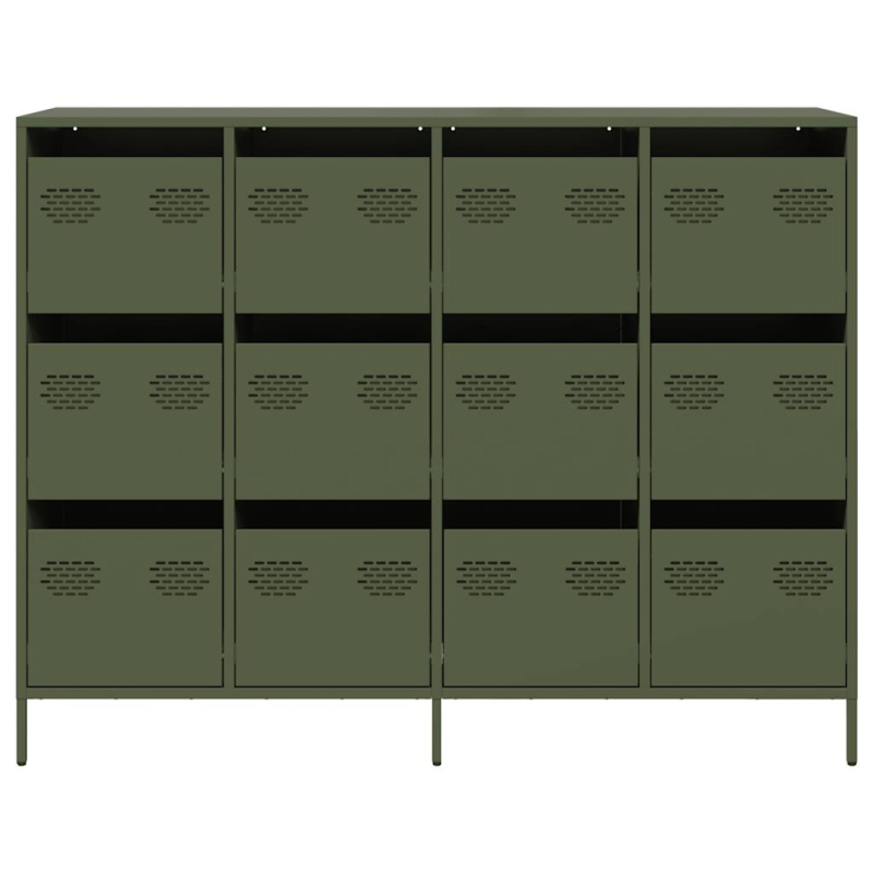 Sideboard Olivgrün 135x39x103,5 cm Kaltgewalzter Stahl