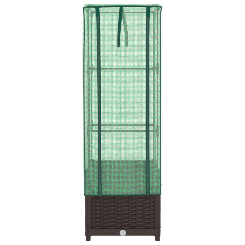 Hochbeet mit Gewächshaus-Aufsatz Rattan-Optik 40x40x139 cm